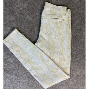 7 For All Mankind  Jacquard Pants Gold Snake Skin Skinny Stretch  Sz 28 NWOT